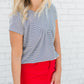 Textured Striped Blue Short Sleeve Tee - FINAL SALE Tops