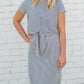 Textured Striped Blue Short Sleeve Tee - FINAL SALE Tops