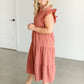 Textured V-neck Ruffle Sleeve Midi Dress FF Dresses