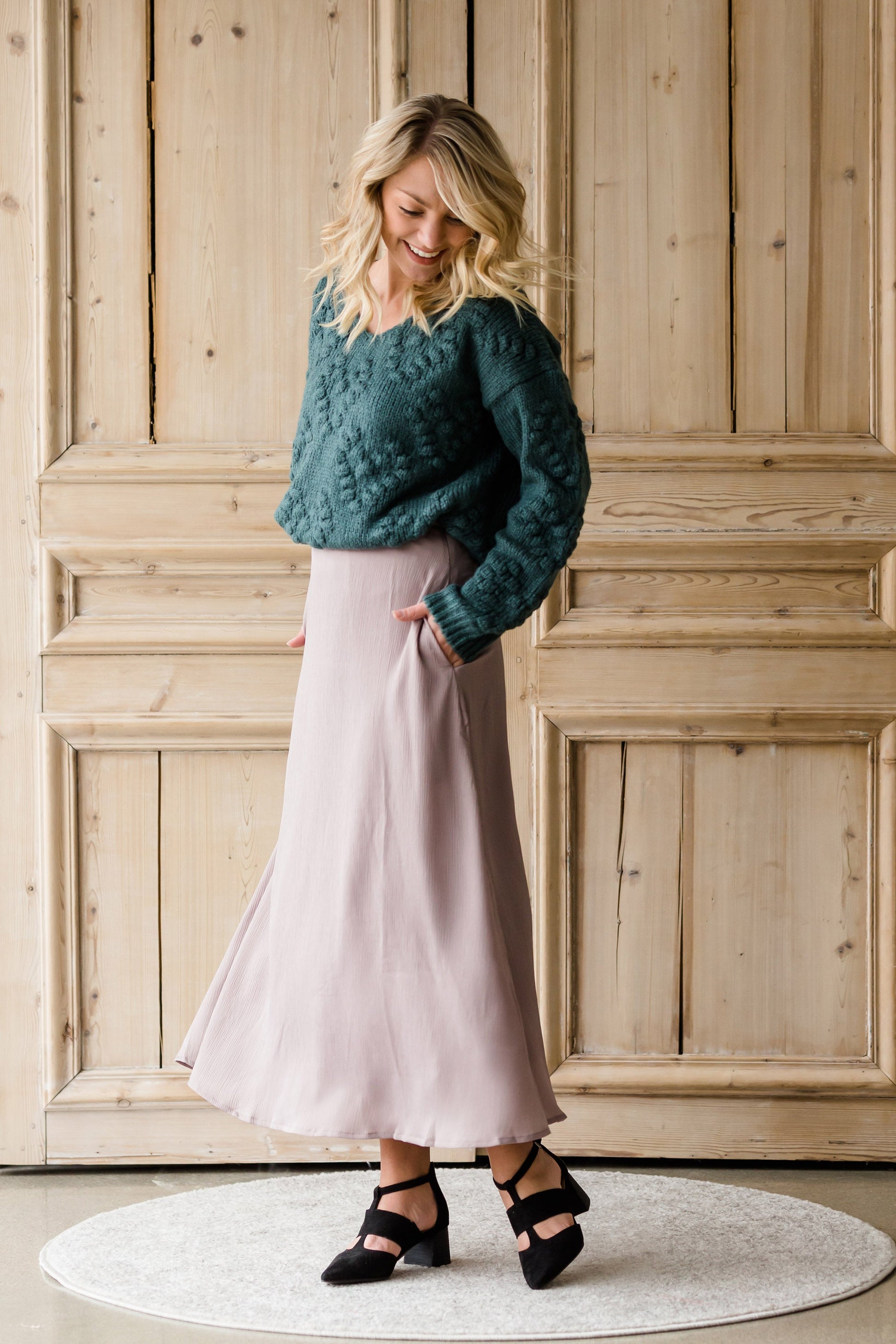 Textured Mauve Woven A-Line Skirt – Inherit