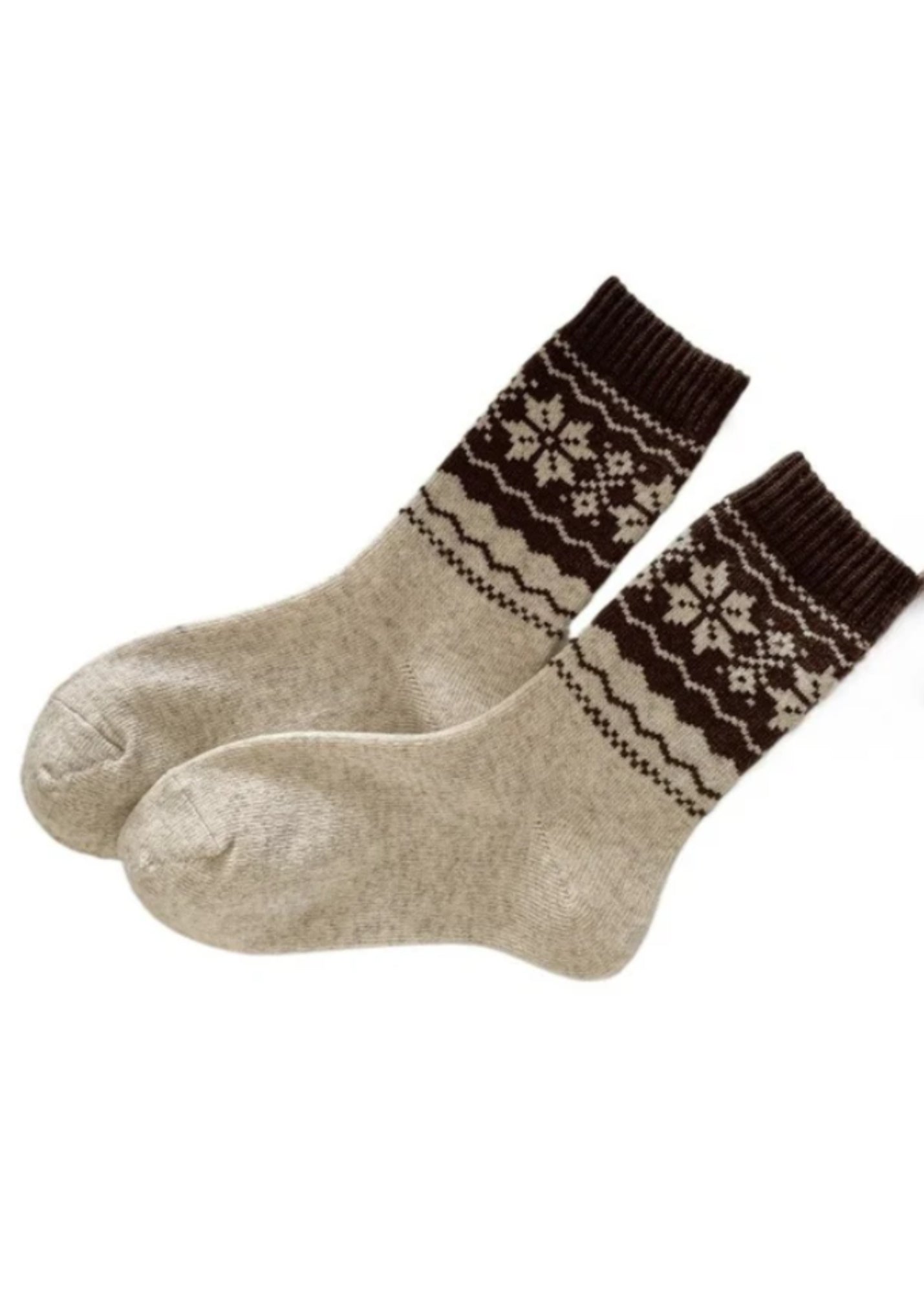 Thick Snowflake Rufia Sock Accessories Beige