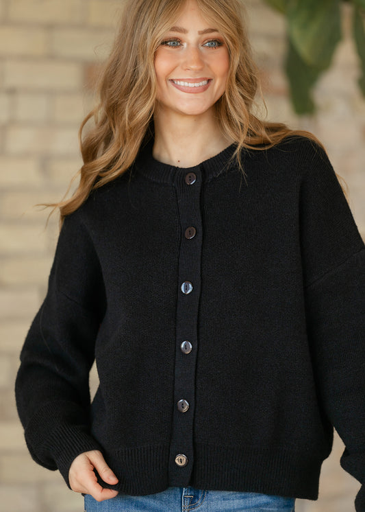 Things Between® Alyssa Navy Button Up Cardigan FF Tops S