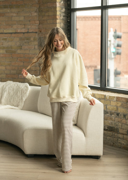 Things Between® Beige-Brown Striped Drawstring Pants FF Pants