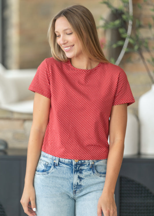 Things Between® Cove Polka Dot Jersey Short Sleeve Tee FF Tops