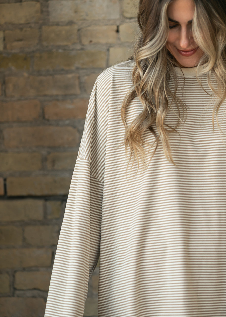 Things Between® Dani Beige Oversized Top FF Tops