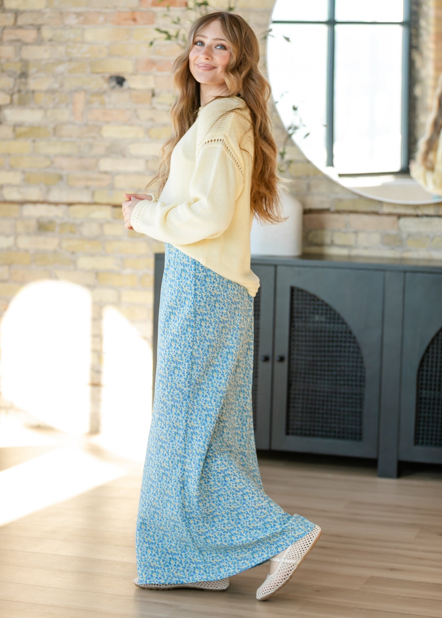 Things Between® Kira Blue Floral Maxi Skirt FF Skirts