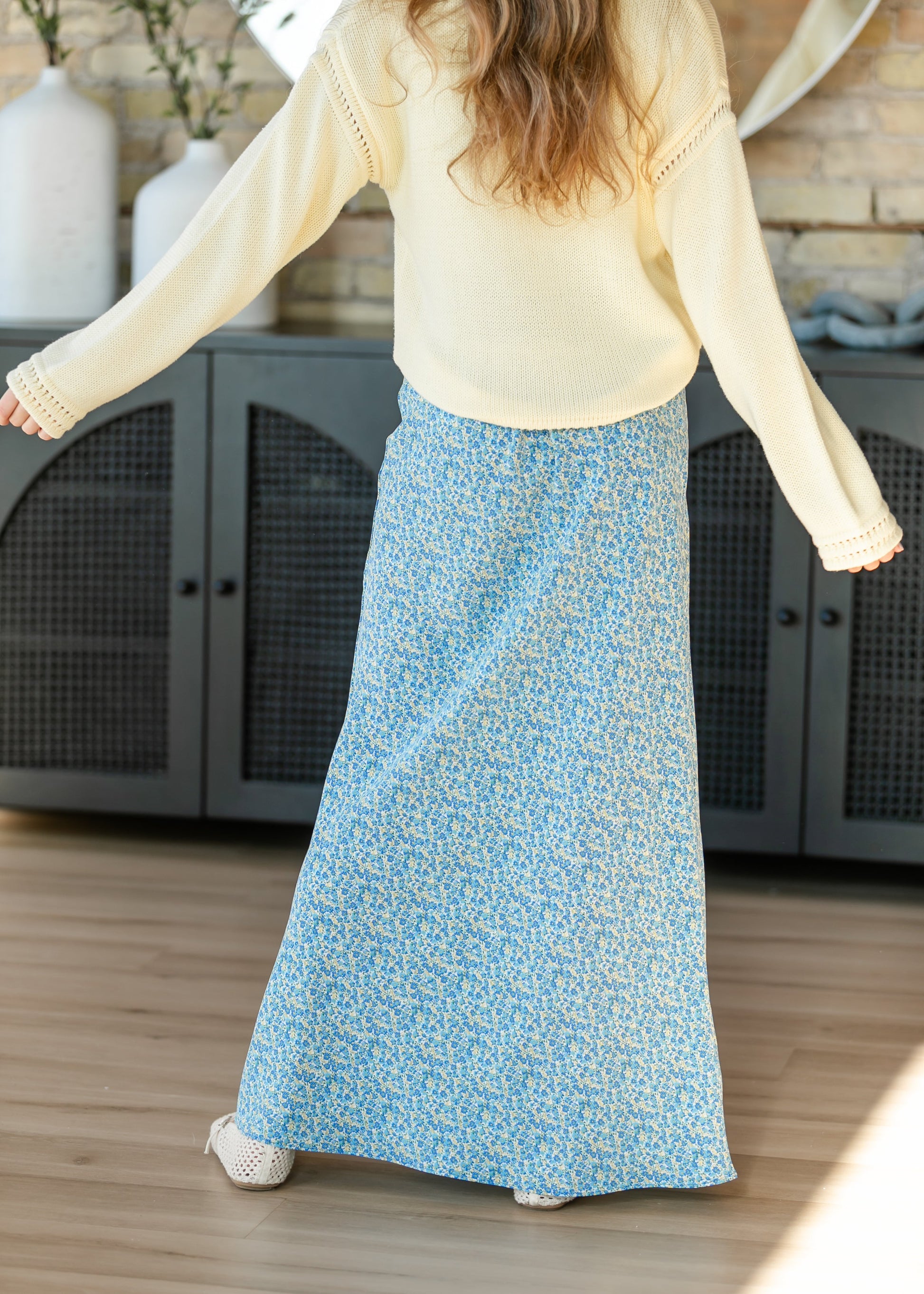 Things Between® Kira Blue Floral Maxi Skirt FF Skirts