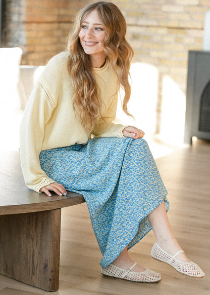 Things Between® Kira Blue Floral Maxi Skirt FF Skirts