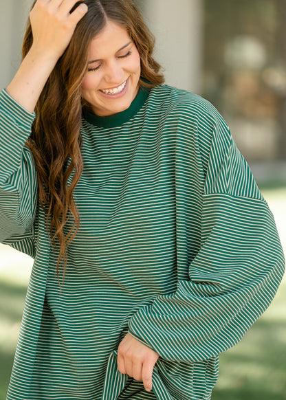 Things Between® Levi Green Striped Top FF Tops