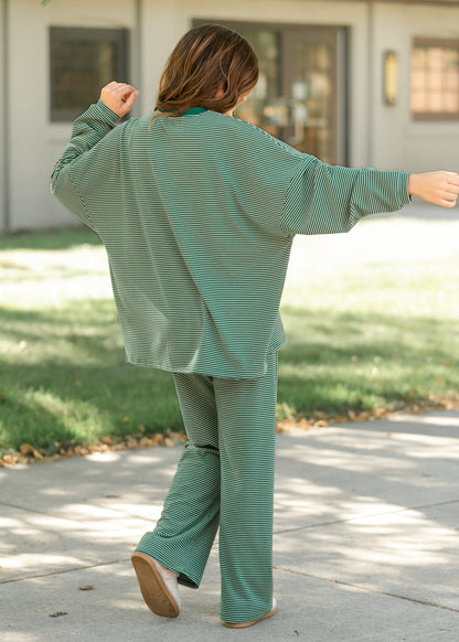 Things Between® Levi Green Striped Top FF Tops