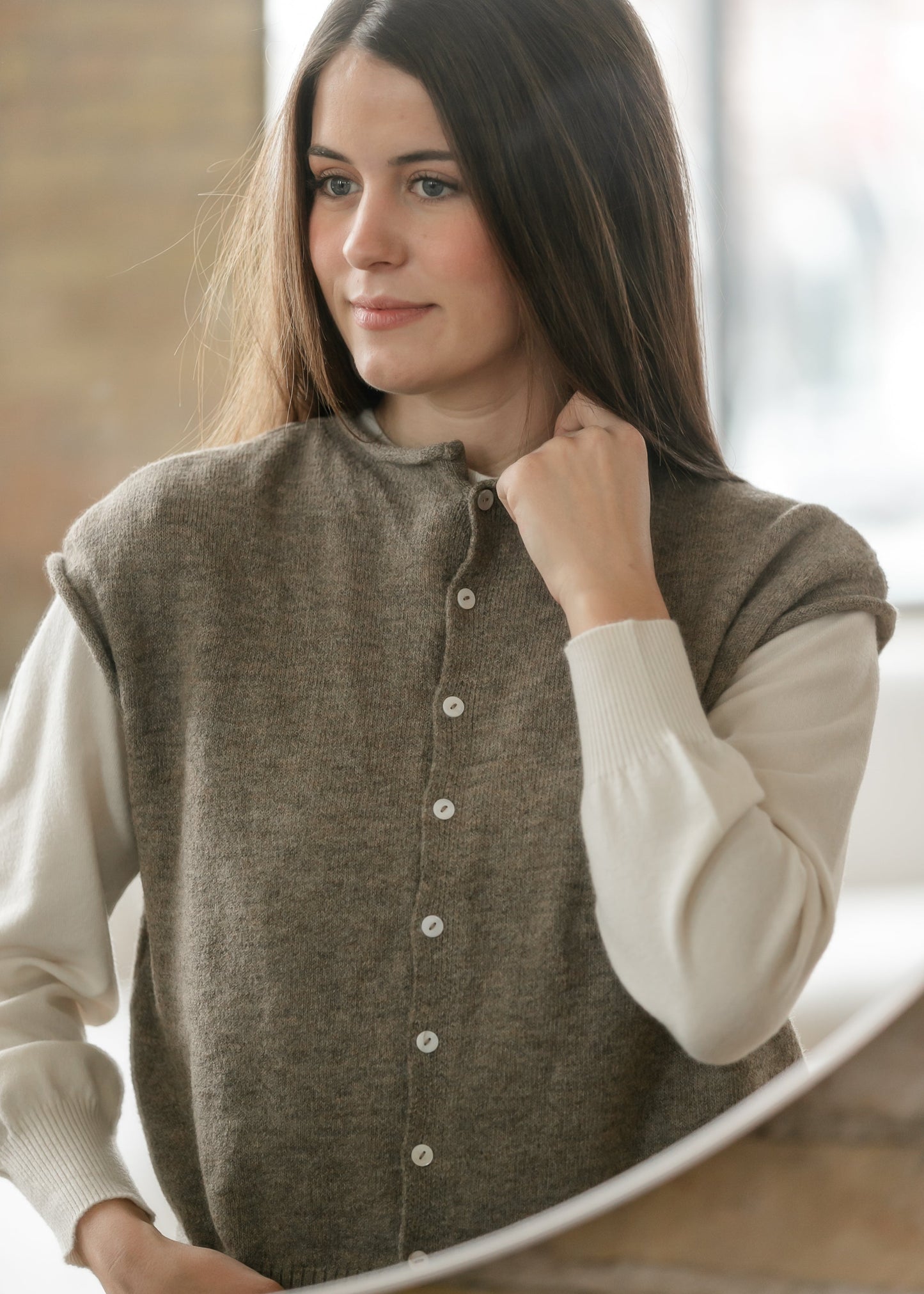 Things Between® Mocha Piper Vest Cardigan FF Layering Essentials