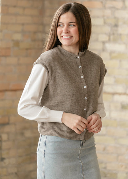 Things Between® Mocha Piper Vest Cardigan FF Layering Essentials