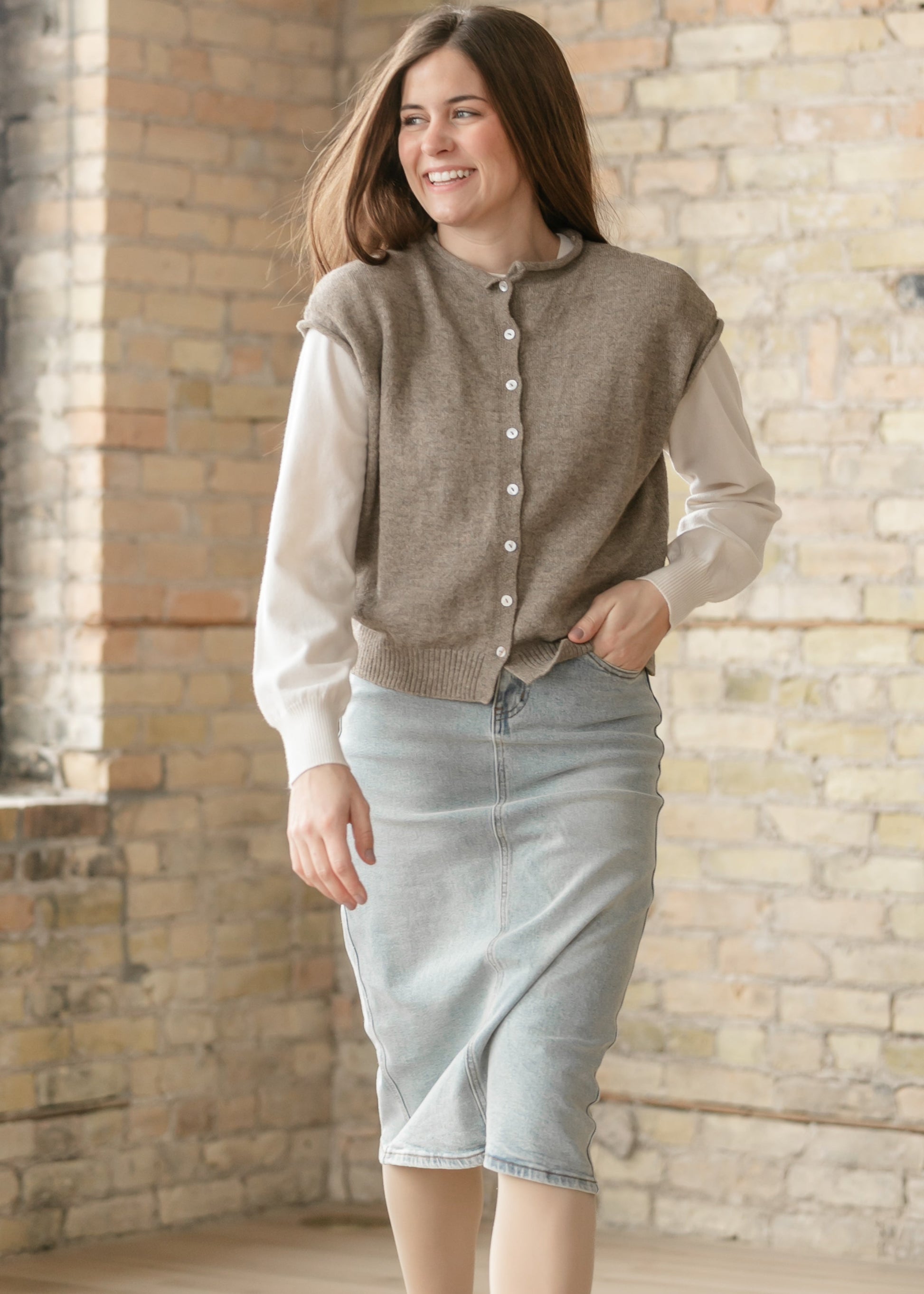 Things Between® Mocha Piper Vest Cardigan FF Layering Essentials