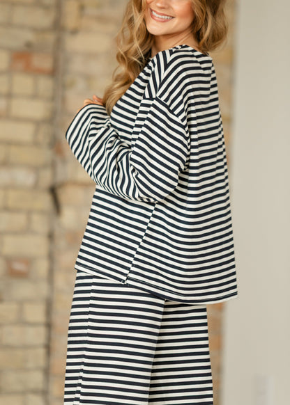 Things Between® Oversized Striped Long Sleeve Top FF Tops