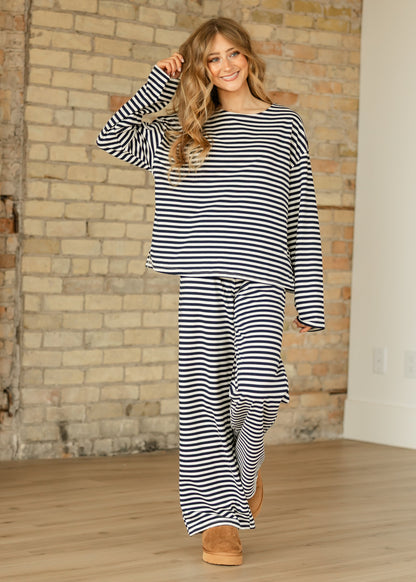 Things Between® Oversized Striped Long Sleeve Top FF Tops