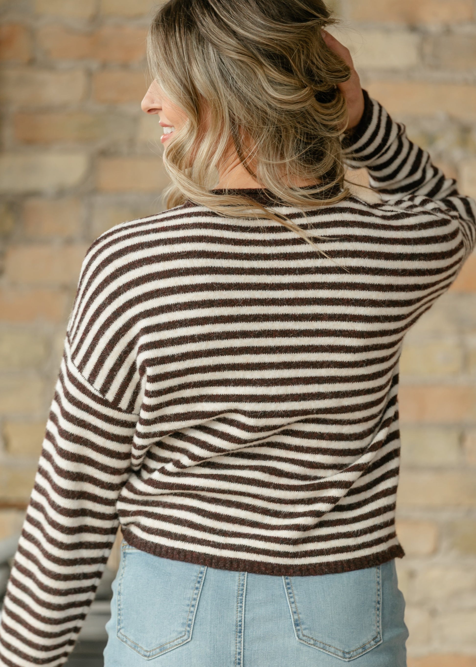 Things Between® Piper Henley Striped Pullover FF Tops