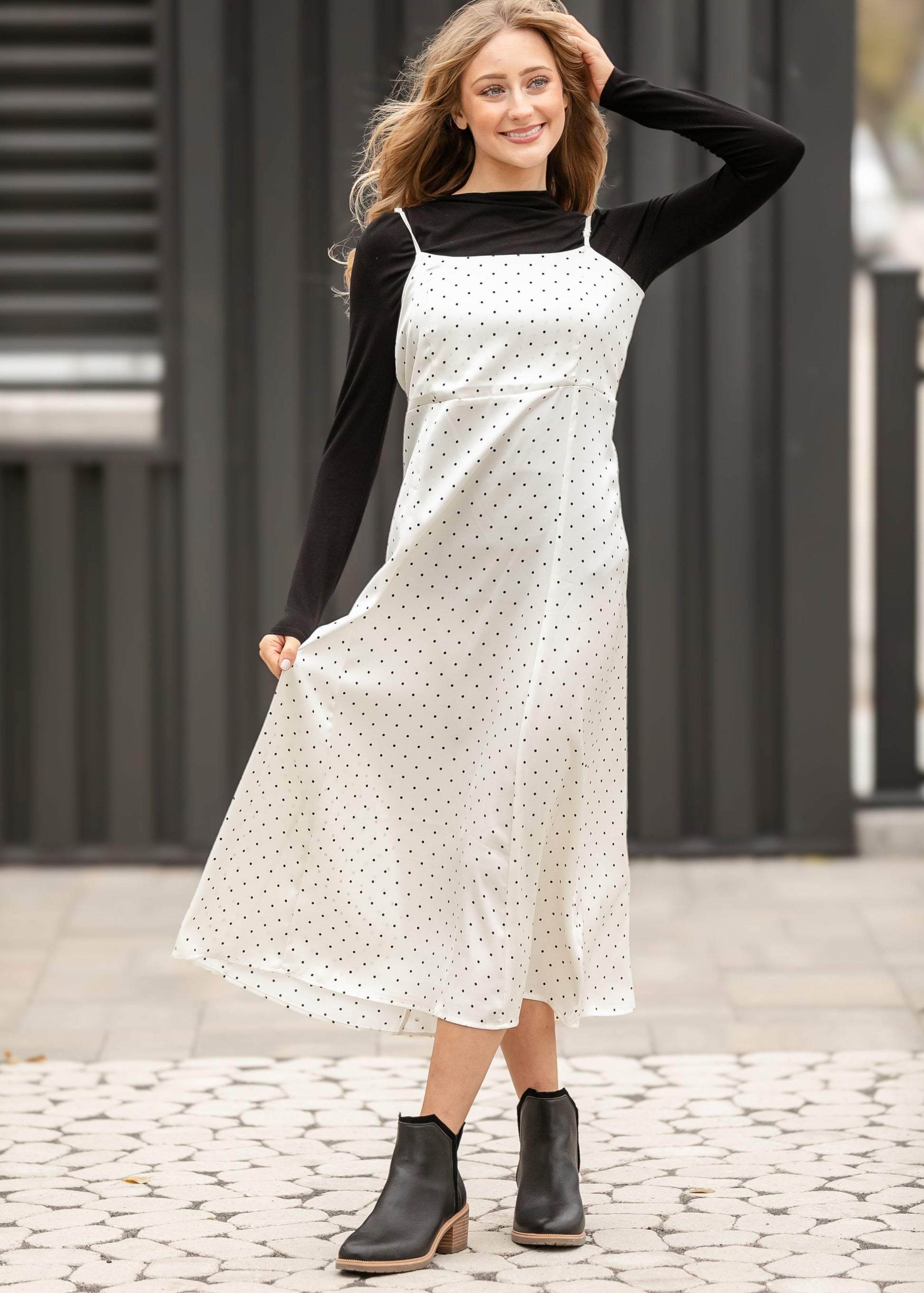 Things Between® Polka Dot Satin Cami Dress FF Dresses