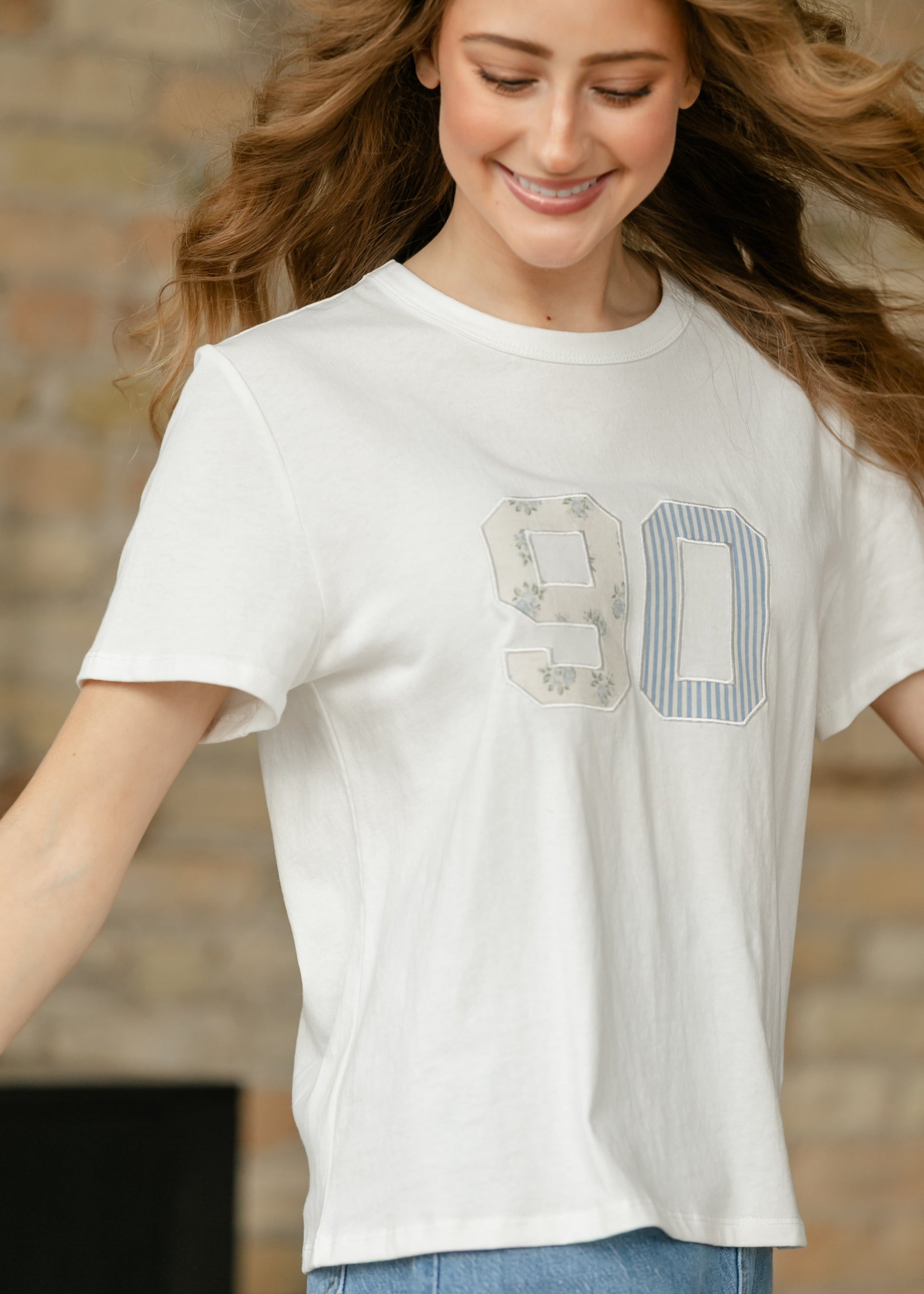 Things Between® Short Sleeve Embroidered Floral 90 Top FF Tops