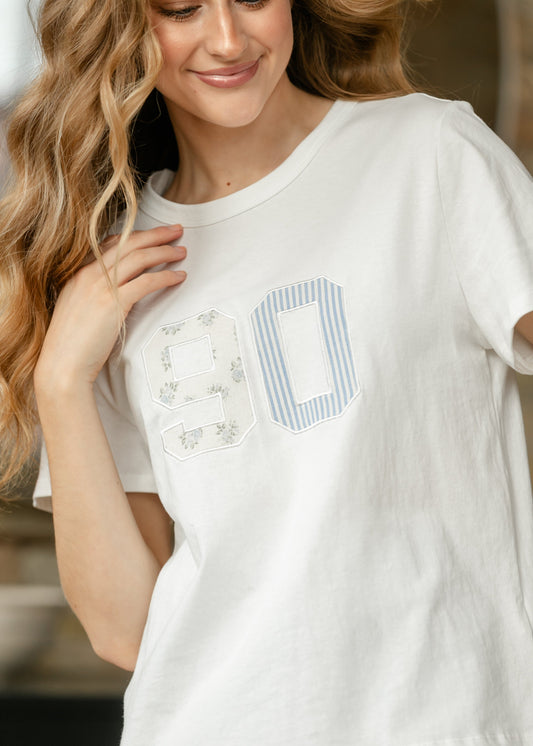 Things Between® Short Sleeve Embroidered Floral 90 Top FF Tops