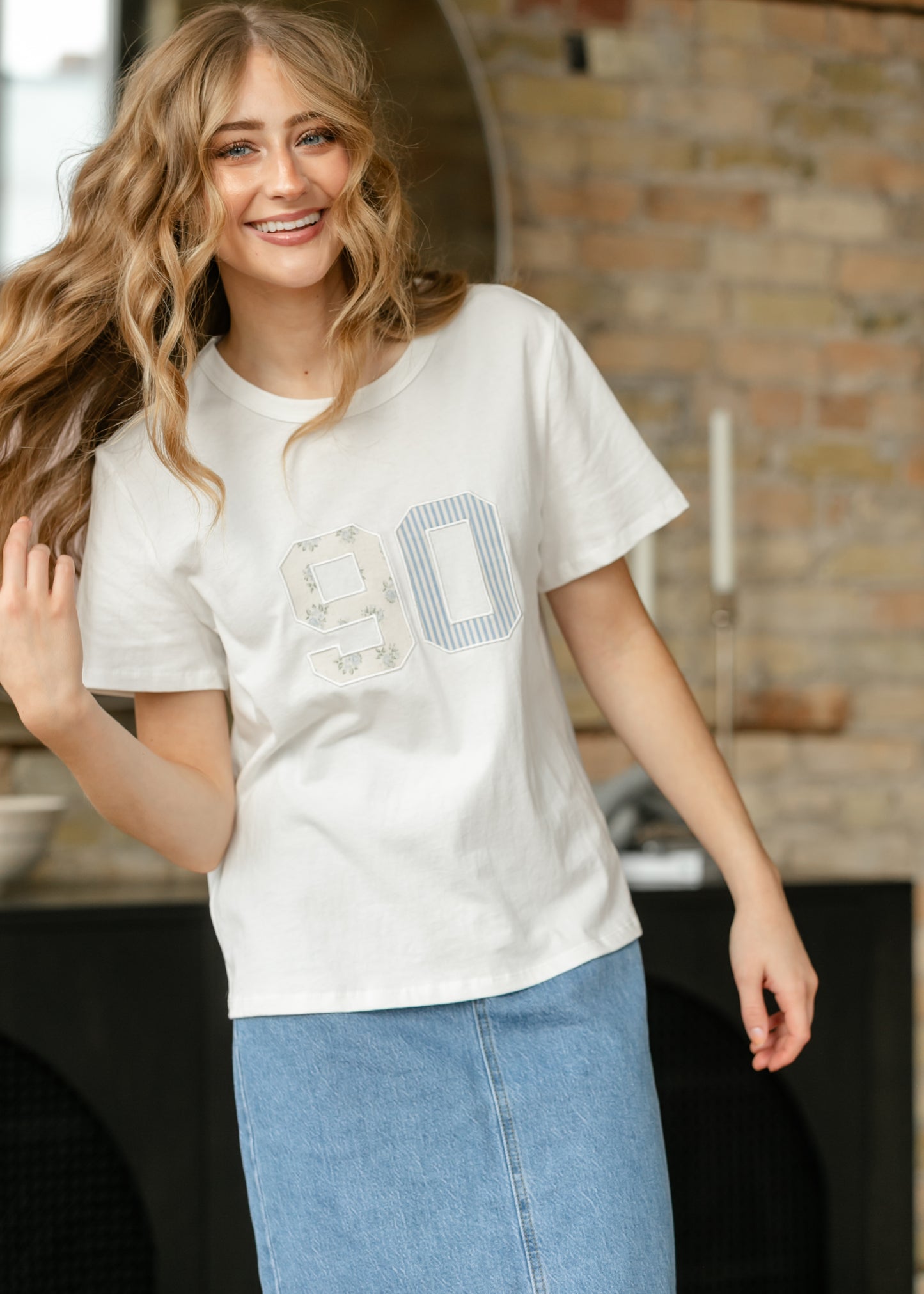 Things Between® Short Sleeve Embroidered Floral 90 Top FF Tops