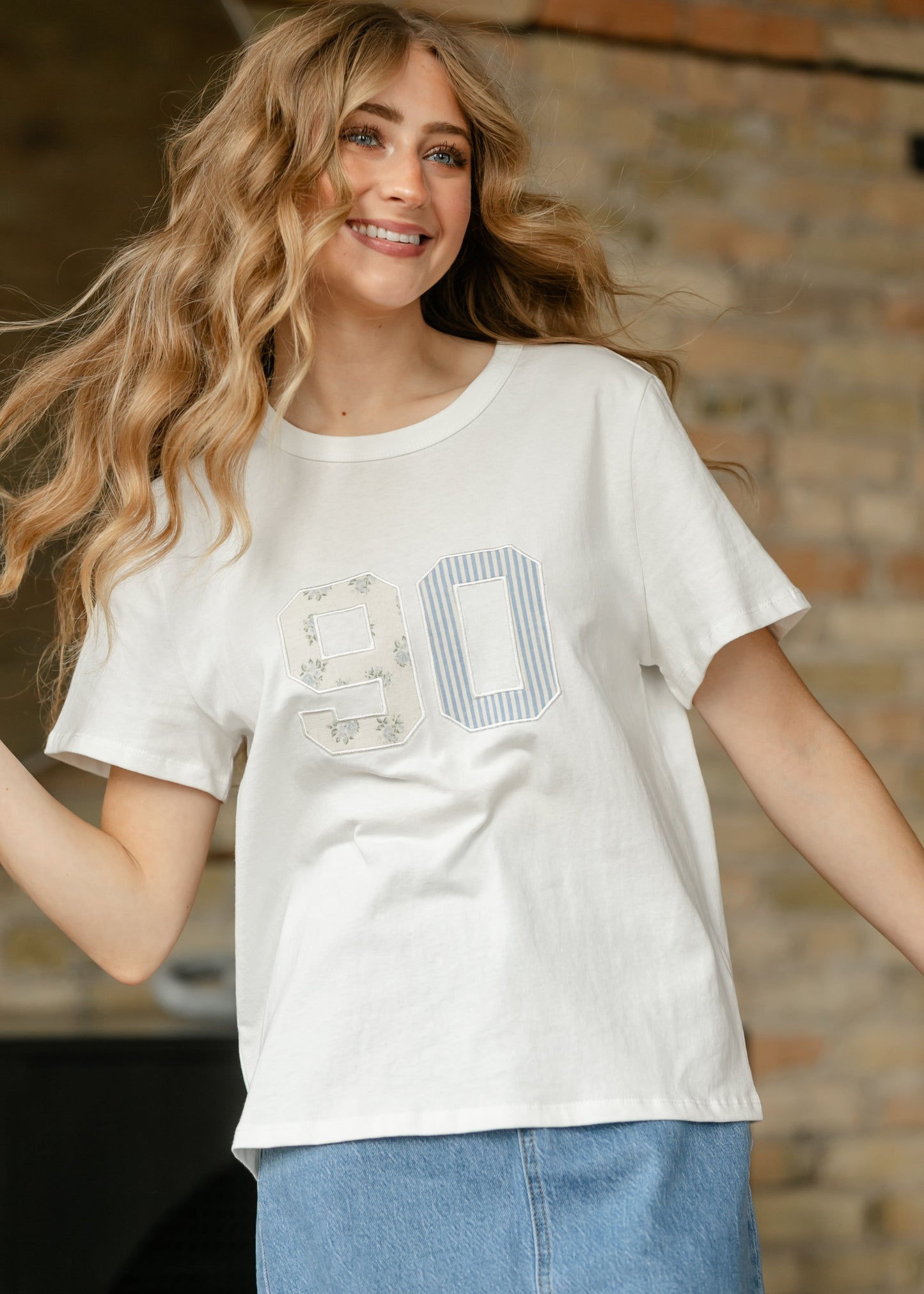 Things Between® Short Sleeve Embroidered Floral 90 Top FF Tops