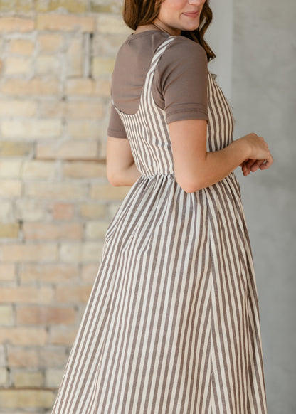 Things Between® Sleeveless Stripe Button Up Maxi Dress FF Dresses