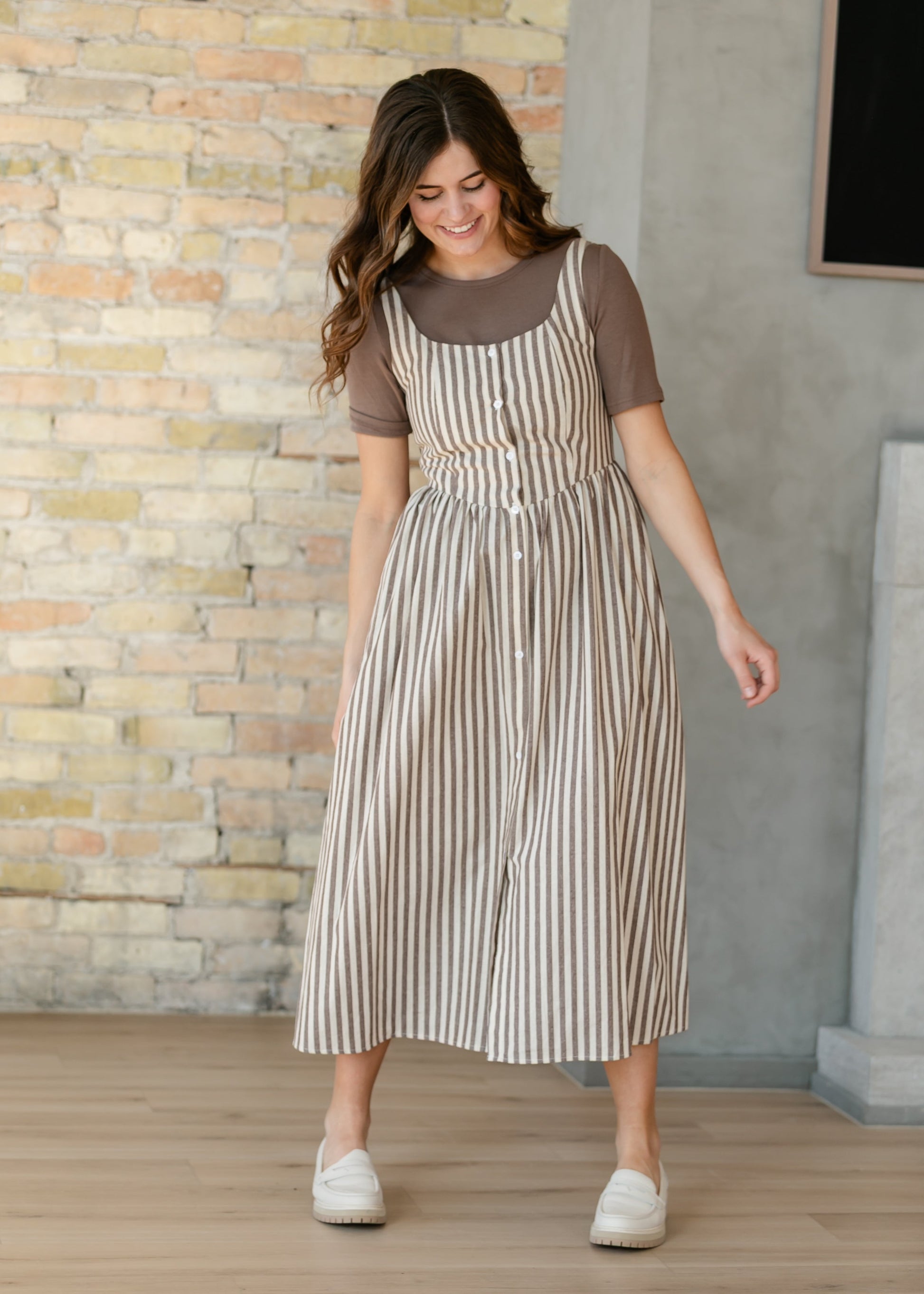 Things Between® Sleeveless Stripe Button Up Maxi Dress FF Dresses