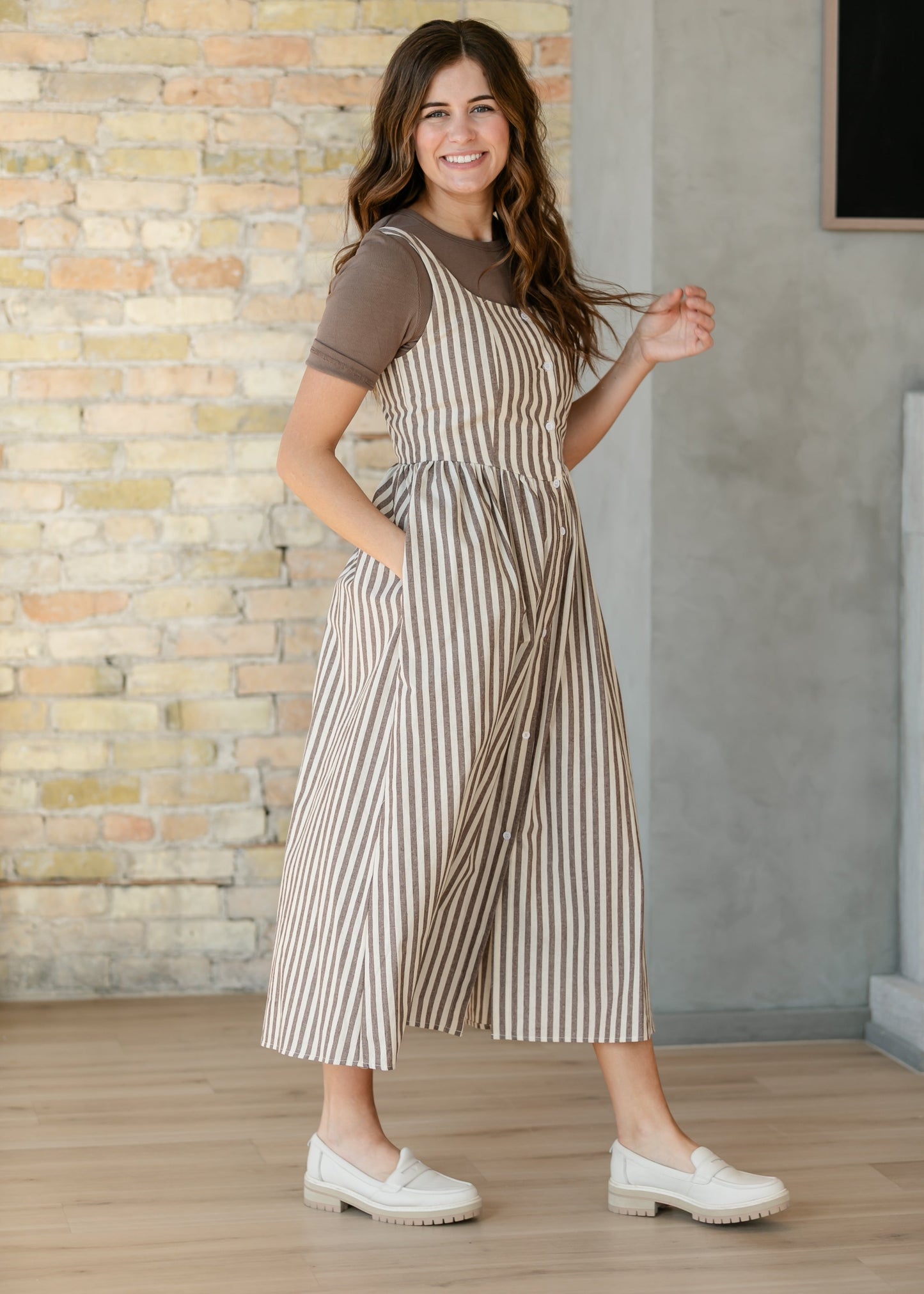 Things Between® Sleeveless Stripe Button Up Maxi Dress FF Dresses