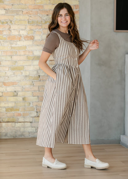 Things Between® Sleeveless Stripe Button Up Maxi Dress FF Dresses
