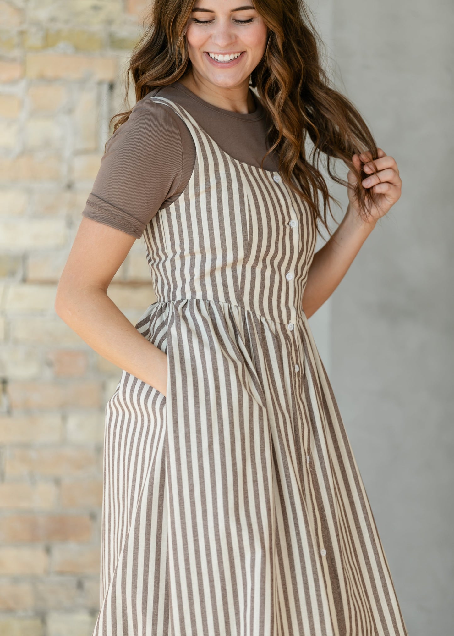 Things Between® Sleeveless Stripe Button Up Maxi Dress FF Dresses