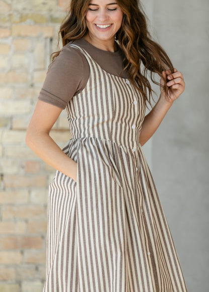 Things Between® Sleeveless Stripe Button Up Maxi Dress FF Dresses