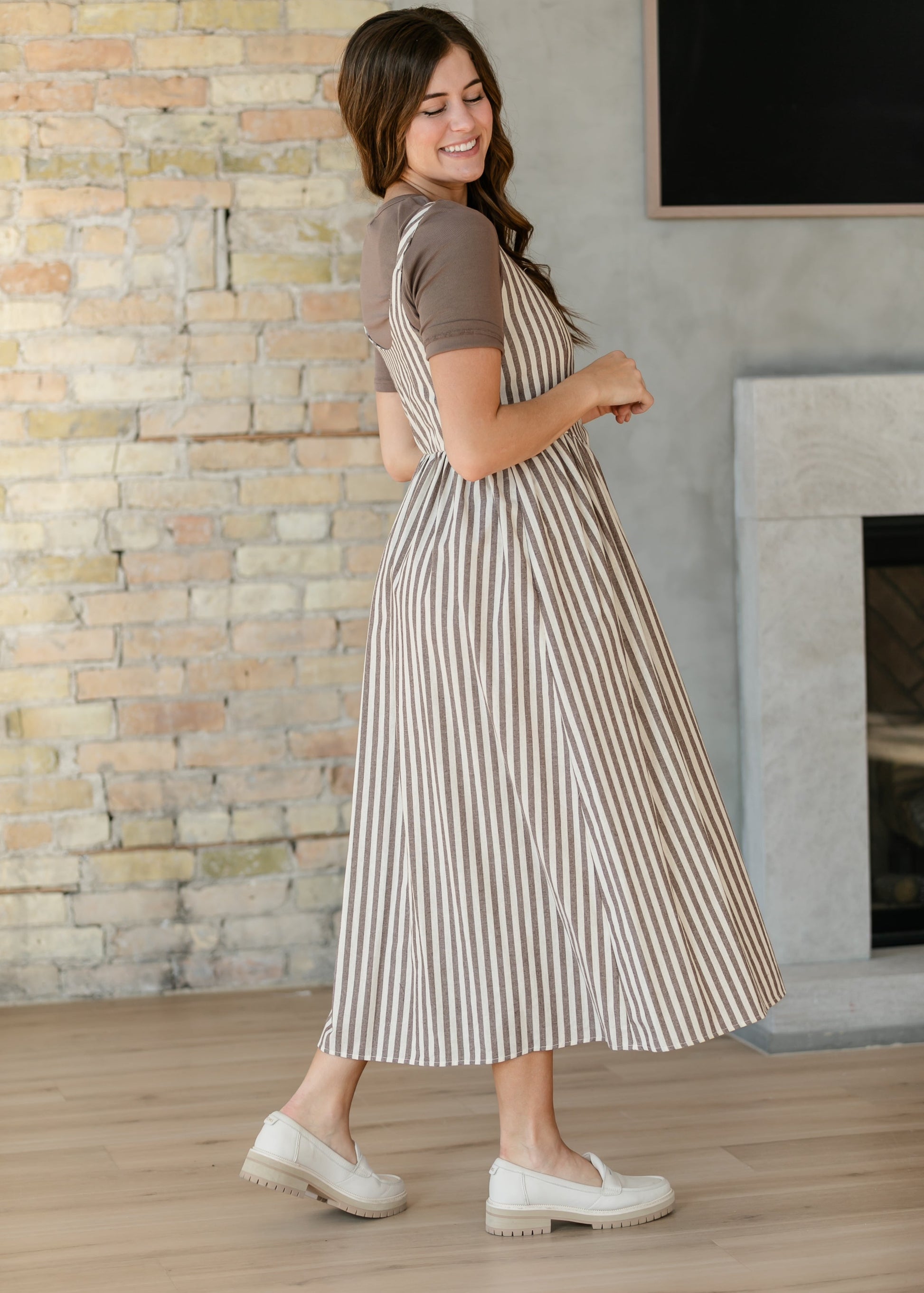 Things Between® Sleeveless Stripe Button Up Maxi Dress