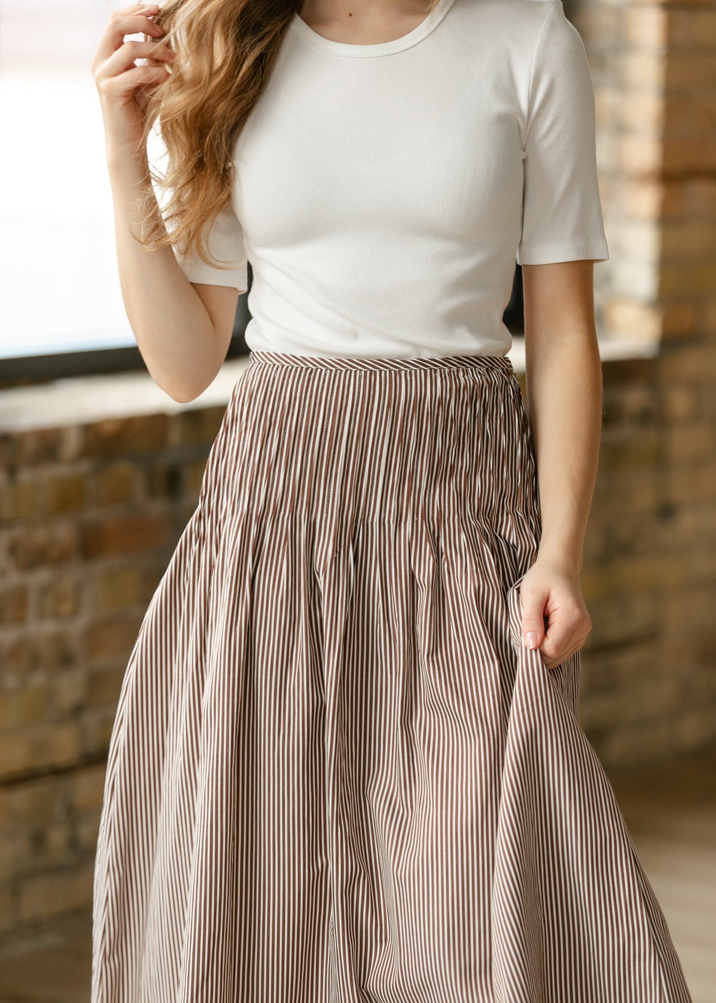 Things Between® Sloane Striped Midi Skirt FF Skirts
