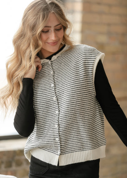 Things Between® Stripped Piper Vest Cardigan FF Layering Essentials