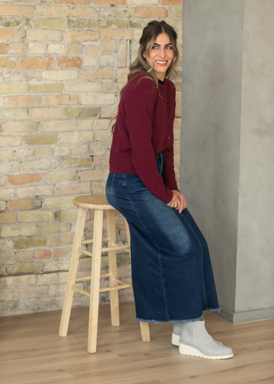 Things Between® Tori Burgundy Textured Cardigan FF Layering Essentials