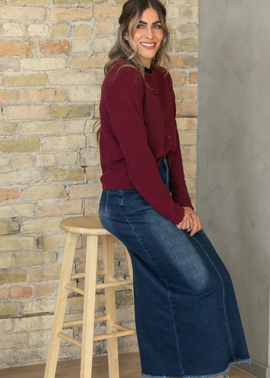 Things Between® Tori Burgundy Textured Cardigan FF Layering Essentials
