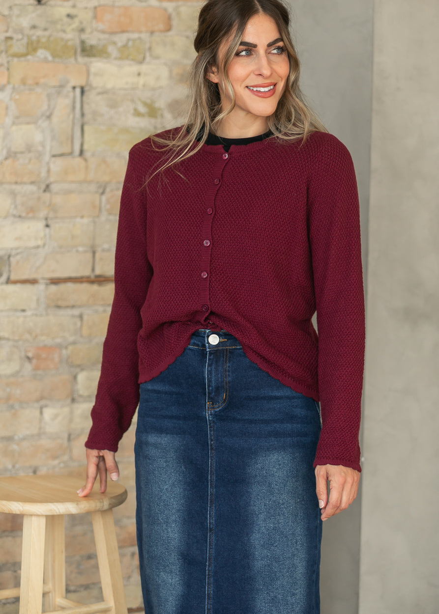 Things Between® Tori Burgundy Textured Cardigan FF Layering Essentials
