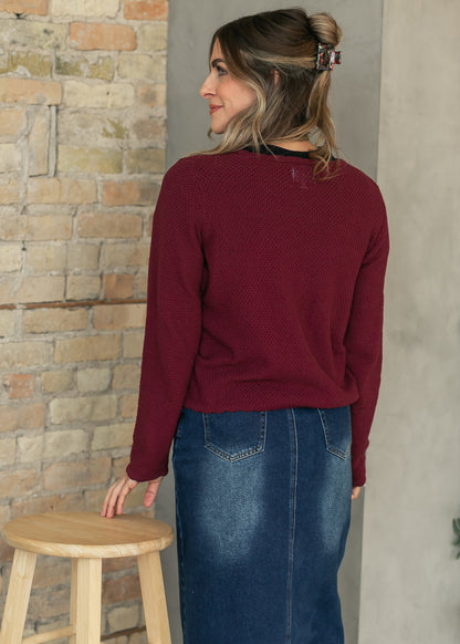 Things Between® Tori Burgundy Textured Cardigan FF Layering Essentials
