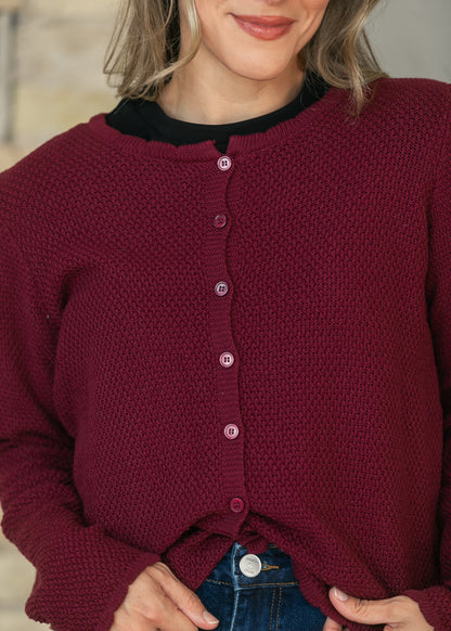 Things Between® Tori Burgundy Textured Cardigan FF Layering Essentials S