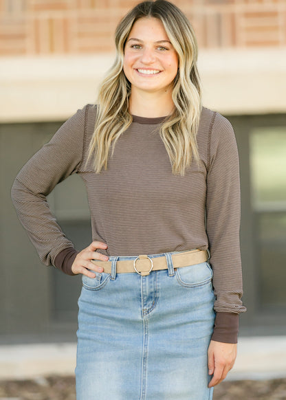 Thread & Supply® Stacy Striped Top FF Tops Coffee Stripe / S