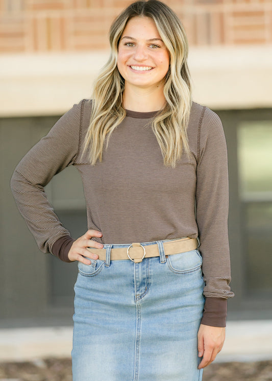 Thread & Supply® Stacy Striped Top FF Tops Coffee Stripe / S