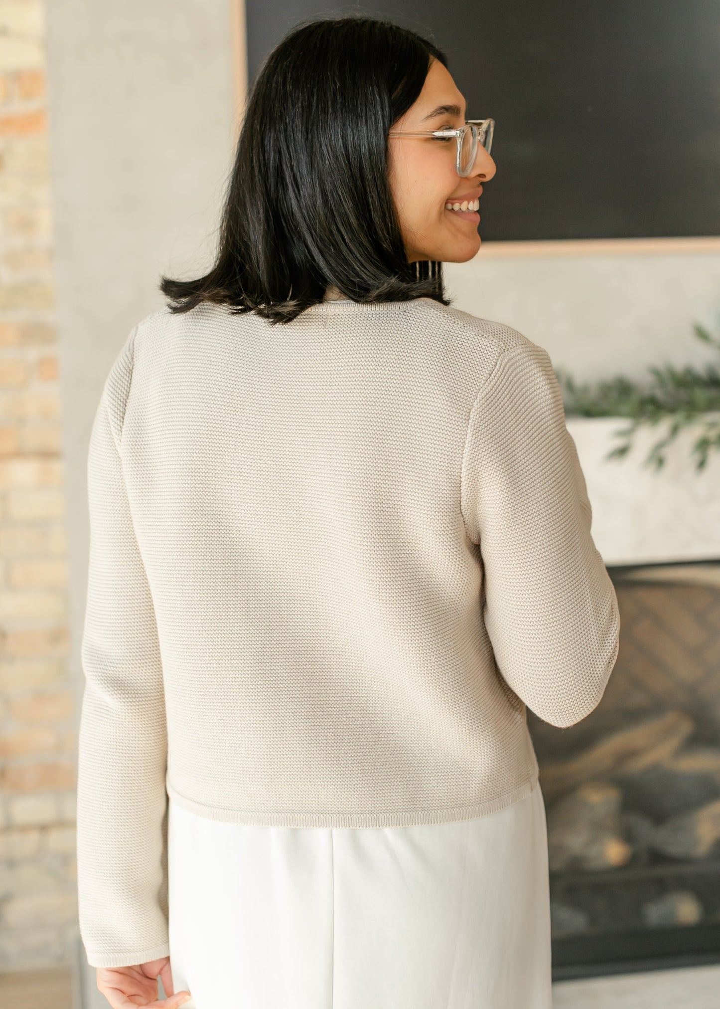 Tie Front Sweater Knit Cardigan FF Tops
