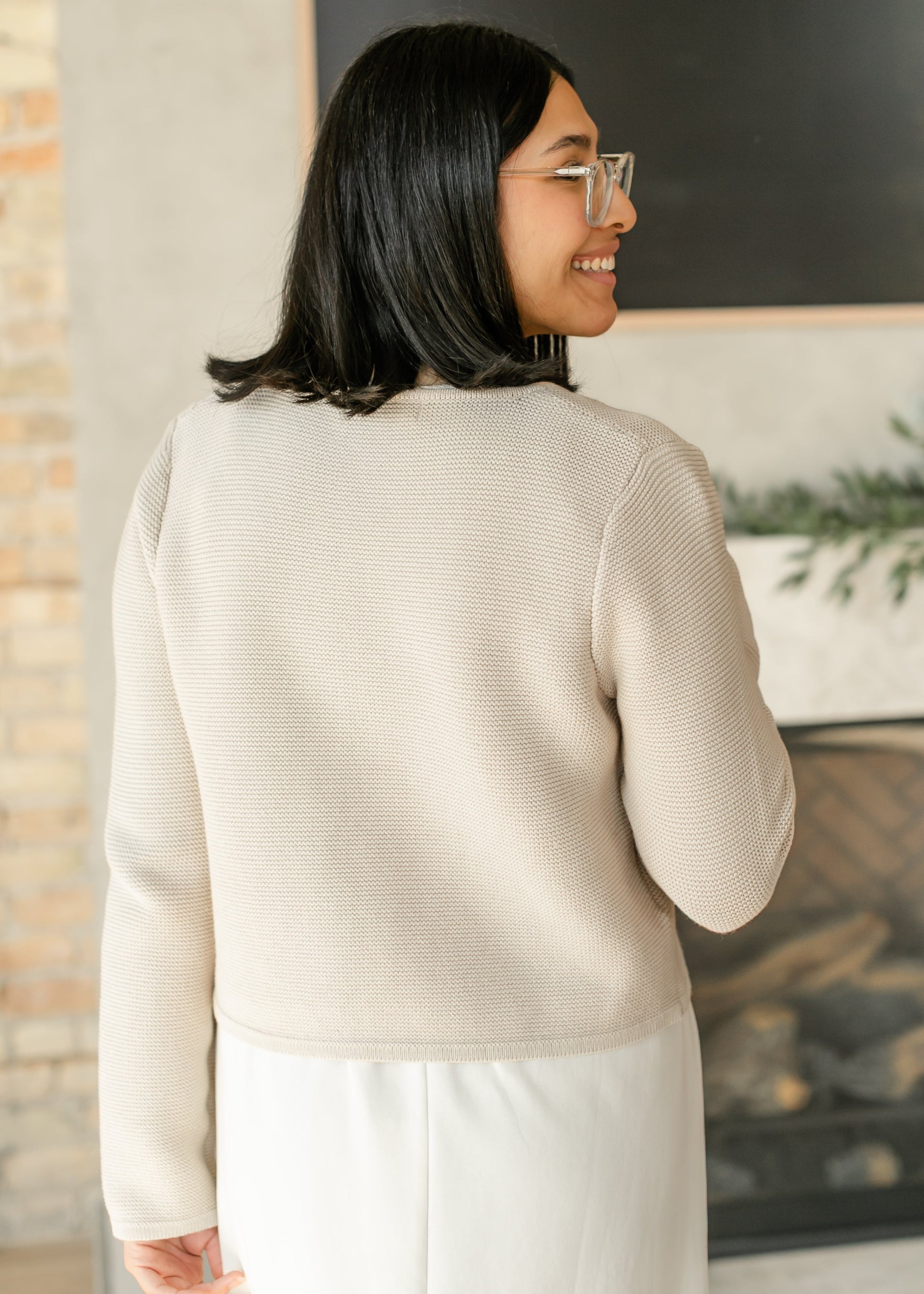 Tie Front Sweater Knit Cardigan FF Tops