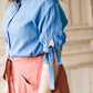Tie Sleeve Button Up Blouse - FINAL SALE Tops