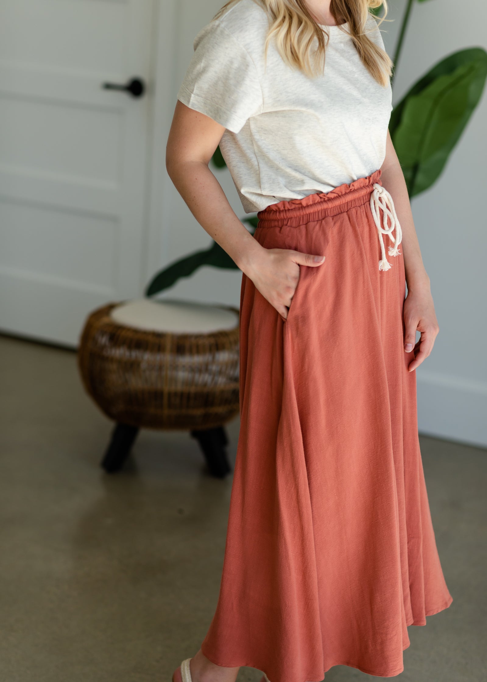 Tie Waist Knit Maxi Skirt Skirts
