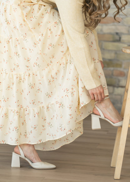 Tie Waist Tiered Floral Maxi Skirt FF Skirts