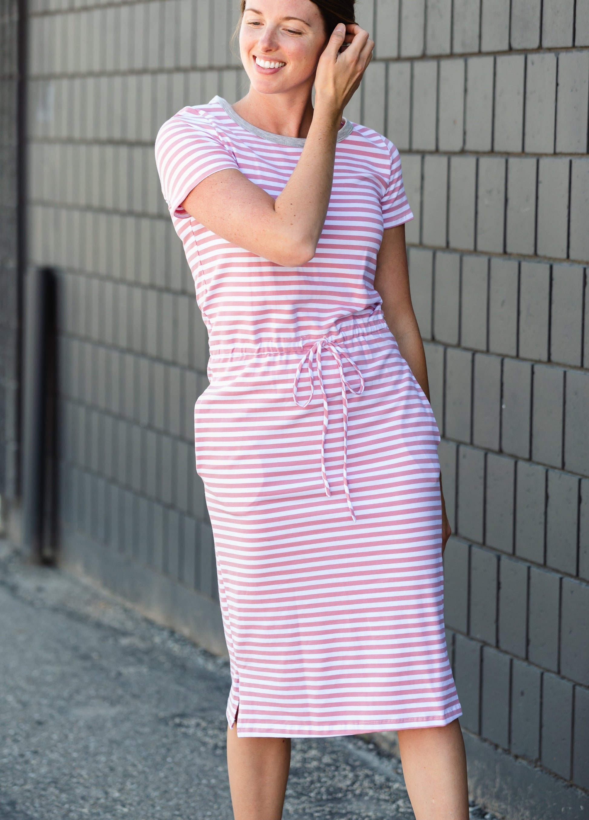 Tied Waist Striped Midi Dress - FINAL SALE Dresses