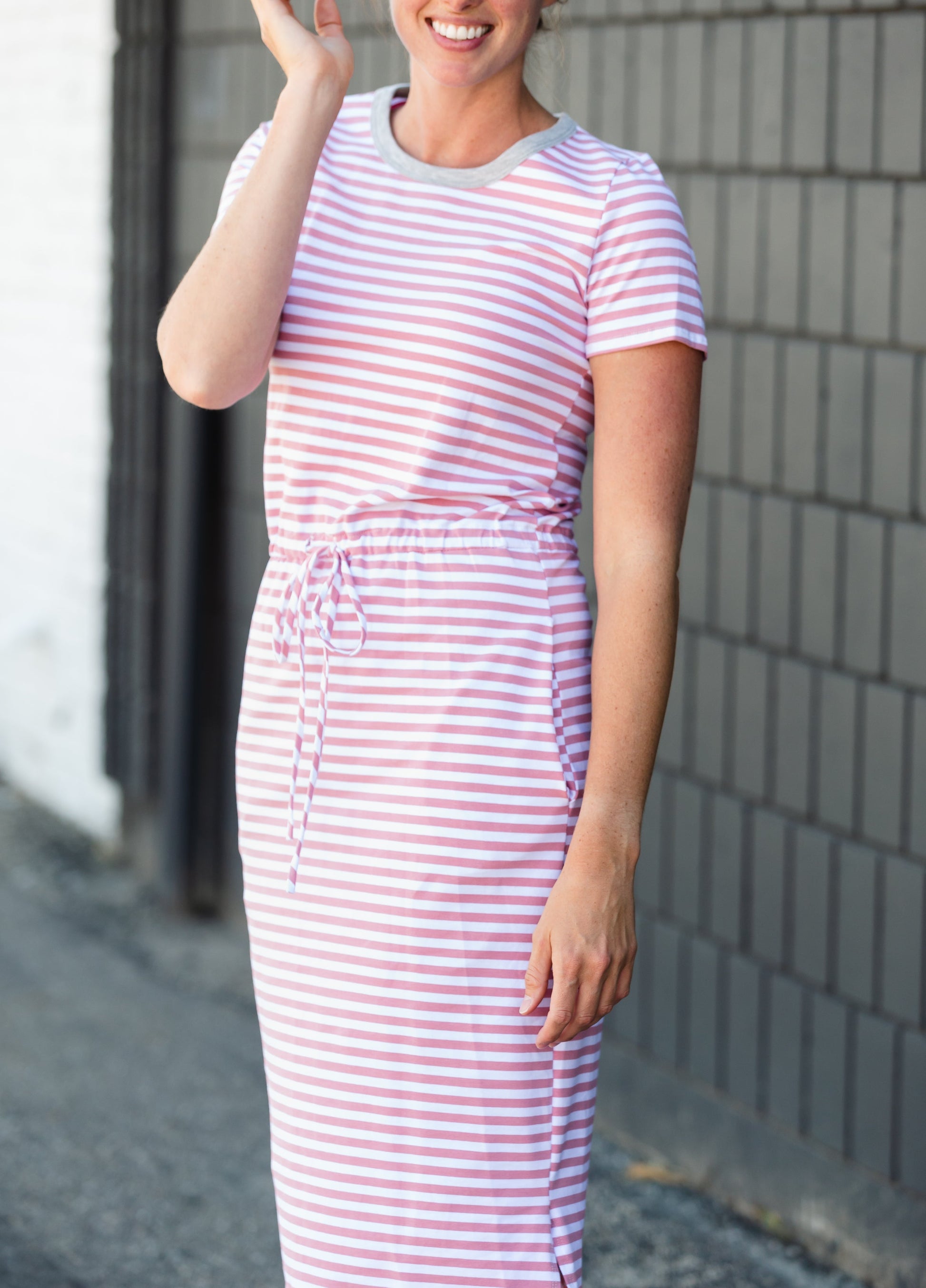 Tied Waist Striped Midi Dress - FINAL SALE Dresses