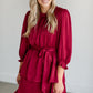 Tiered 3/4 Sleeve Satin Midi Dress FF Dresses