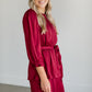 Tiered 3/4 Sleeve Satin Midi Dress FF Dresses